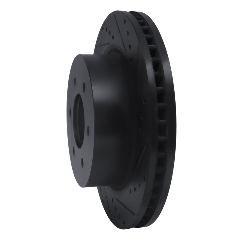 Nissan Titan XD Brake Rotor (1) - Front Right - R1 Concepts - Drilled & Slotted - Black - `16-`24